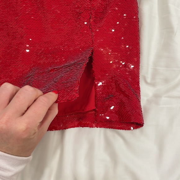 Amanda Uprichard Dale red sequin skirt - Picture 2 of 5